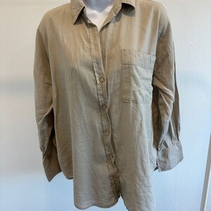 Casual Tan Button Down Shirt for Women